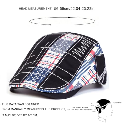 Classic Flat Cap for Men, Adjustable Cotton Newsboy Cap - color: Black 2