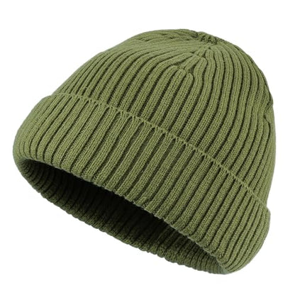 Clakllie Swag Beanie for Men Cuffed Thick Knitted Hat Warm Winter Hats Plain Stocking Skullcap Stretchy Fisherman Beanies Hat - color: Cdus-kh43-green