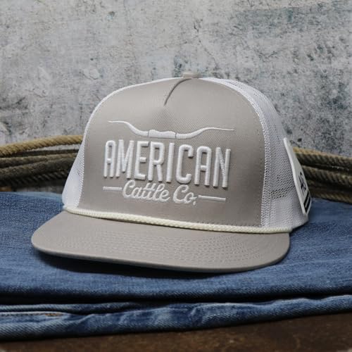 Longhorn Adjustable Snapback Western Hat - color: Grey/White