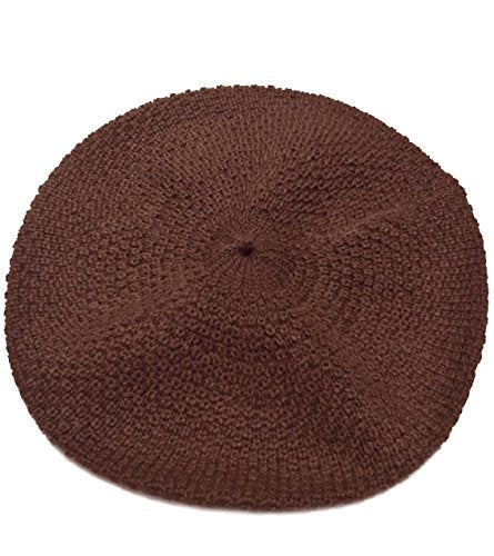 100% Pure Alpaca Knit Beret - Soft Slouchy Style Tam for Women - color: Dark Chocolate