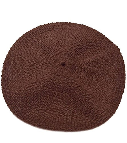 100% Pure Alpaca Knit Beret - Soft Slouchy Style Tam for Women - color: Dark Chocolate