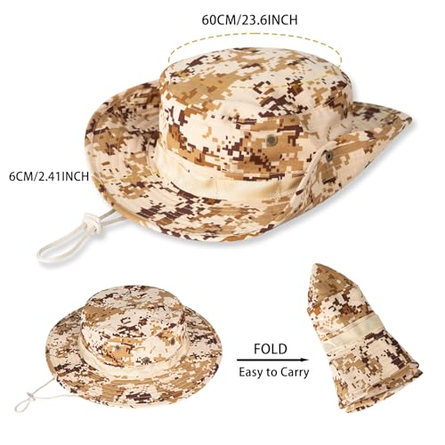 Rosoz Sun Hats for Men Women Bucket Hat UPF Protection Wide Brim Boonie Hat - color: 1pack-beige Digital