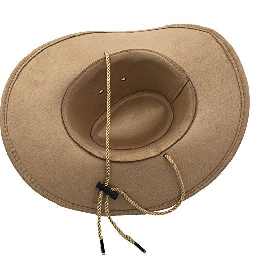 Men's Outback Faux Felt Wide Brim Western Cowboy Hat - color: Beige1