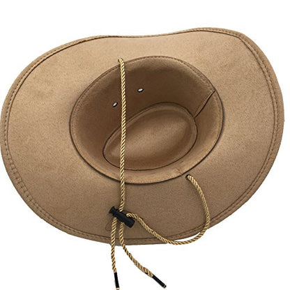 Men's Outback Faux Felt Wide Brim Western Cowboy Hat - color: Beige1