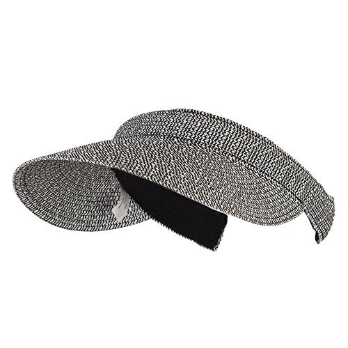UPF 50+ Paper Braid Clip On Visor - color: Black White
