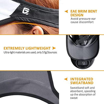 GADIEMKENSD Foldable Sun Visor Hat UPF 50+ Lightweight Adjustable - color: White Black