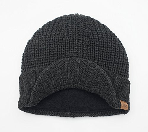 Home Prefer Men's Winter Hat Thick Knit Beanie Cap with Visor Newsboy Beanie Hat - color: Dark Gray