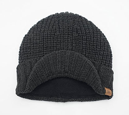 Home Prefer Men's Winter Hat Thick Knit Beanie Cap with Visor Newsboy Beanie Hat - color: Dark Gray