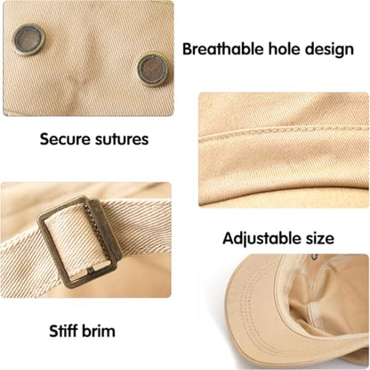 Men's Military Cadet Hat Flat Top Newsboy Cap - color: A - Beige