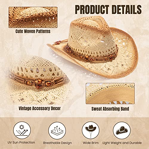 Simplicity New Western Style Classic Cowboy Straw Hat - color: Brown