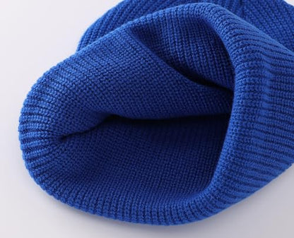 Connectyle 2 Pack Classic Cuffed Beanie Hat for Men & Women Warm Winter Knit Hat Thick Beanies Skull Cap Acrylic Watch Cap - color: Black+royal Blue