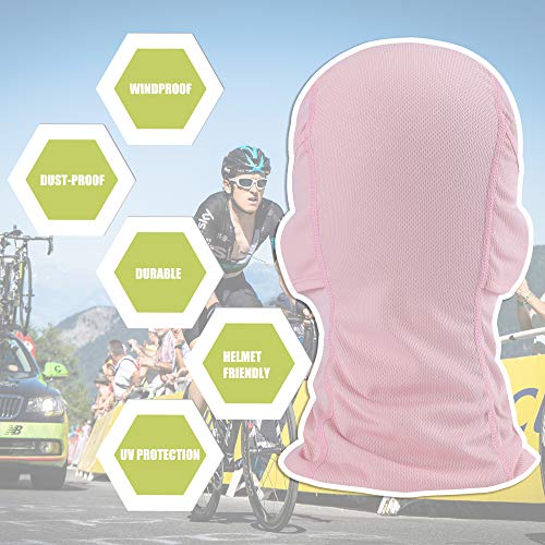 Balaclava Face Mask Adjustable Windproof UV Protection Hood - color: Pink