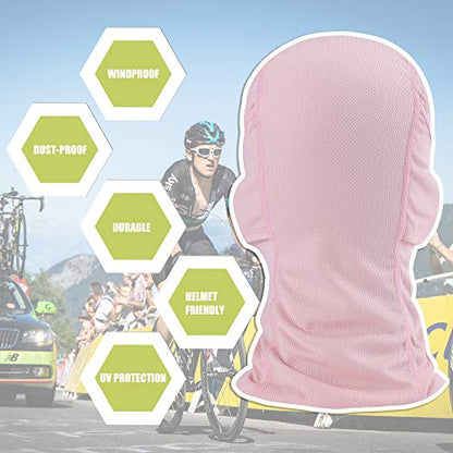 Balaclava Face Mask Adjustable Windproof UV Protection Hood - color: Pink