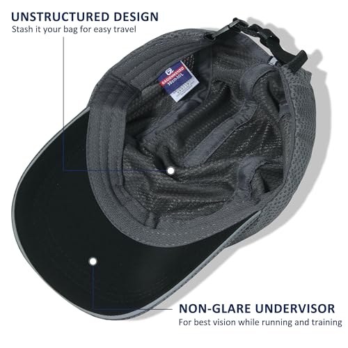 GADIEMKENSD Women's Race Day Running Cap Performance Mesh Hat - Excellent Ventilation, Lightweight, Reflective Safety - color: Dark Gray