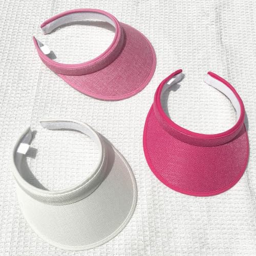3 Pieces Clip On Visors Women Men Visor Outdoor Sports Golf Hat - color: Beige, Pink, Rose