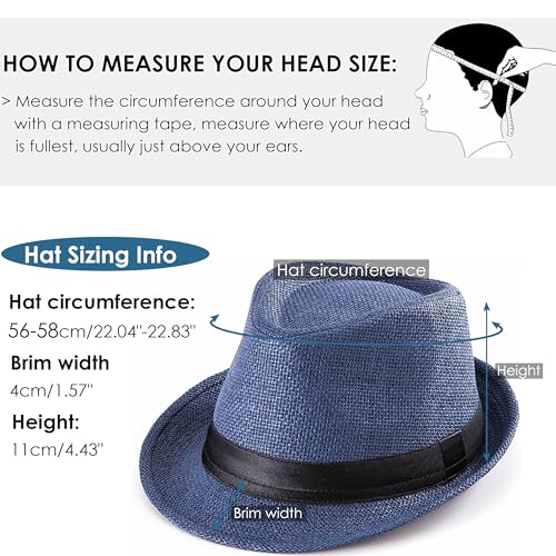 Straw Fedora Hat for Men Panama Hat Short Brim Summer Sun Hat - color: Black Belt-navy