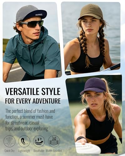 CLAPE Color-Block Short Brim Cap, Quick Dry Lightweight Outdoor Hat - color: Bs26sb08-khaki&wine