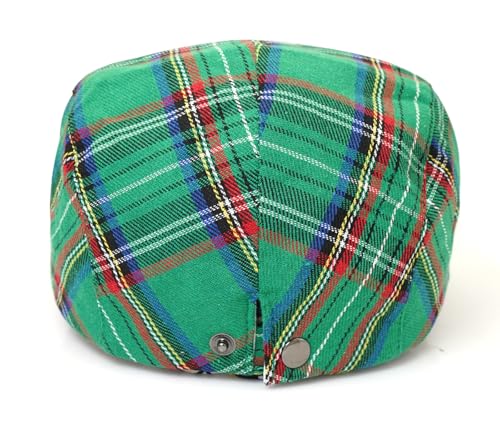 DIYDECAL Plaid Newsboy Hats Retro Flat Cap Gatsby Cabbie Driving Hat for Mens Womens - color: Green