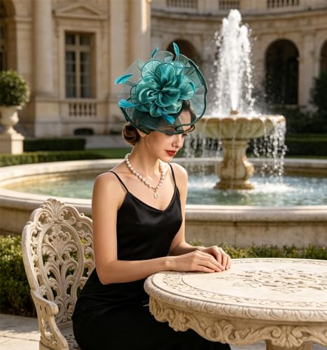 Women's Organza Church Vintage Wedding Fascinator Tea Party Wedding Hat Summer - color: Hj2-avocade Green
