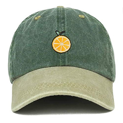 Trendy Apparel Shop Orange Patch Pigment Dyed Washed Two Tone Baseball Cap - color: Spruce Khaki