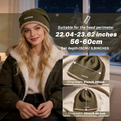 Slouchy Knit Beanies Winter Hats for Women Men Soft Warm Slouch Cuffed Skullcap Knitted Beanie Cap Stocking Hats - color: Mg-zzm25106-brown