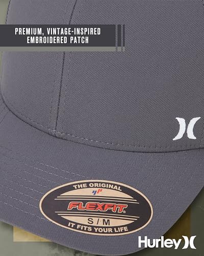 Hurley Mens Mini Icon Mesh Panel Fitted Trucker Baseball Cap - color: Dark Grey, size: Large-X-Large
