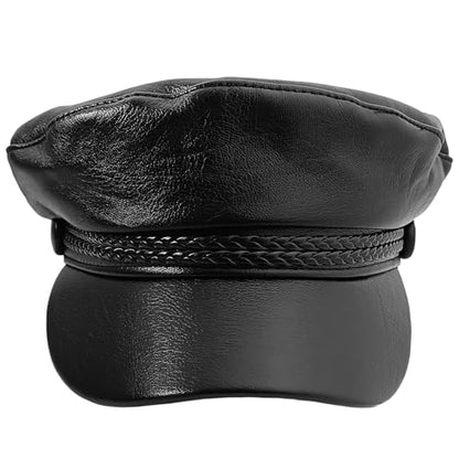 PU Leather Hat Leather Beret Baker Boy Hat Chauffeur Hats for Men and Women Black Beret Hats