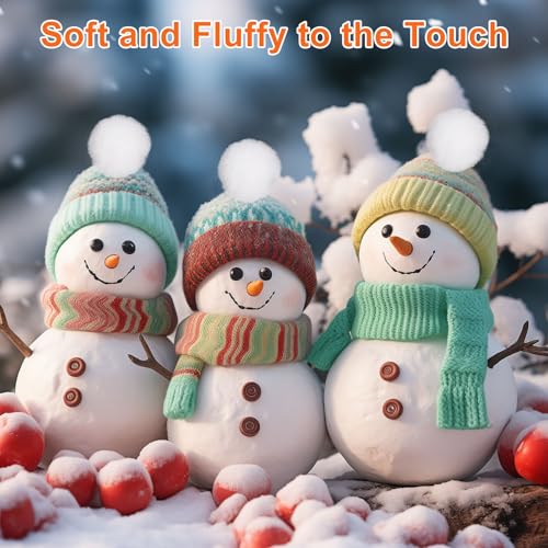 SWZHAI 12 Pcs 2.75 Inch Small Faux Fur Pom Pom Balls, Fluffy Pompom with Elastic Loops for Hats, Scarves, Bags, Shoes, Gloves & Key Chain Charms Accessories(White) - size: White