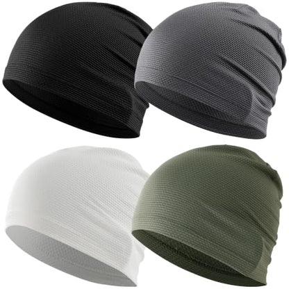 WTACTFUL Cooling Breathable Skull Cap Men Women, Sweat Wicking 1-2-4 Pack - color: #A1- Black + Gray + White + Green