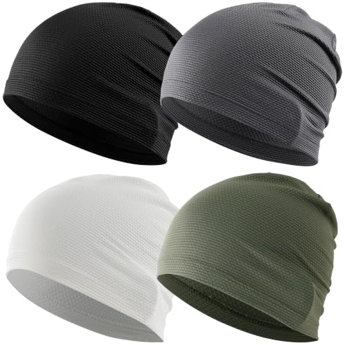 WTACTFUL Cooling Breathable Skull Cap Men Women, Sweat Wicking 1-2-4 Pack - color: #A1- Black + Gray + White + Green