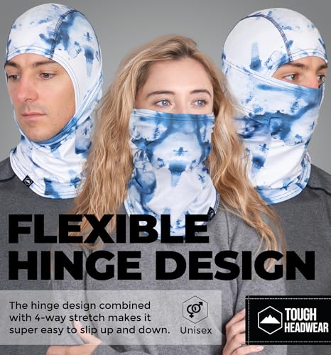 Tough Headwear Balaclava Ski Mask - Breathable Face Mask for Men - Flexible Hinge Full Face Cover - Windproof Motorcycle Gear - color: Fishing Camo (Blue/White)
