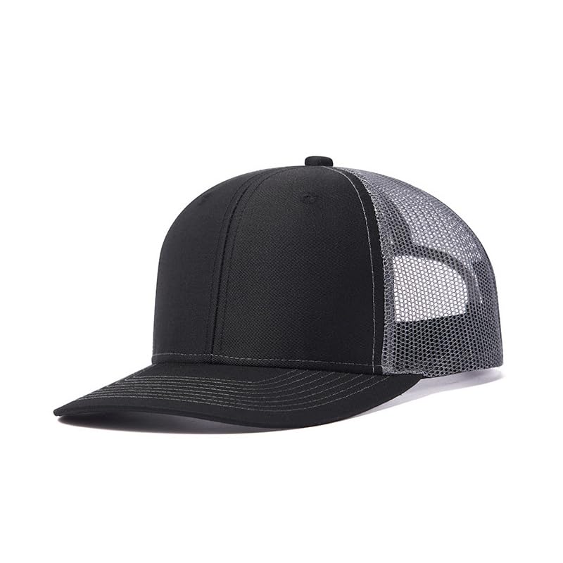 TOPTIE 6-Panel Baseball Cap, Adjustable Snapback Trucker Hat with Mesh - color: Black/Charcoal