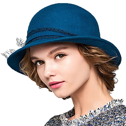 Maitose™ Women's Wool Felt Bowler Hat - color: Blue