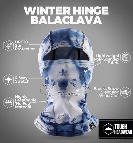 Tough Headwear Balaclava Ski Mask - Breathable Face Mask for Men - Flexible Hinge Full Face Cover - Windproof Motorcycle Gear - color: Fishing Camo (Blue/White)