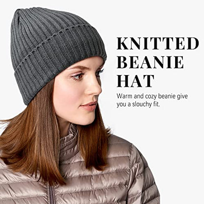 OZERO Winter Beanie for Men Women,Thermal Knit Soft Fleece Lined Hats - color: Coal Grey