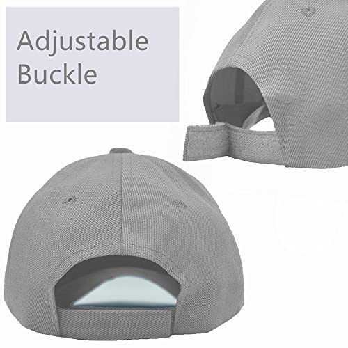 Glory Max Plain Baseball Cap Hook & Loop Strap Adjustable Solid Blank Curved Visor Hat - color: Gray