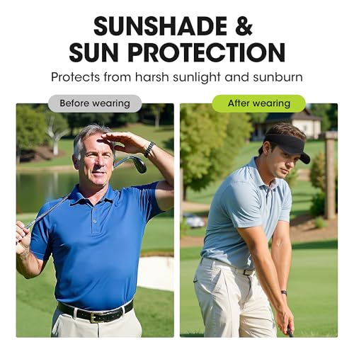Sweat-Wicking Sports Sun Visor Women Men Adjustable for Tennis Golf Running - color: Black