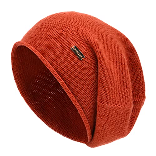 jaxmonoy Slouchy Knit Beanie Hat for Women Winter Soft Warm Ladies Laightweight Slouch Knitted Skull Beanies Cap - color: Brick