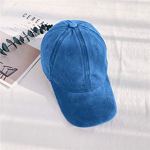 HH HOFNEN Baseball Cap Washed Cotton Unstructured Vintage Hat for Men Women - color: #1 Lake Blue