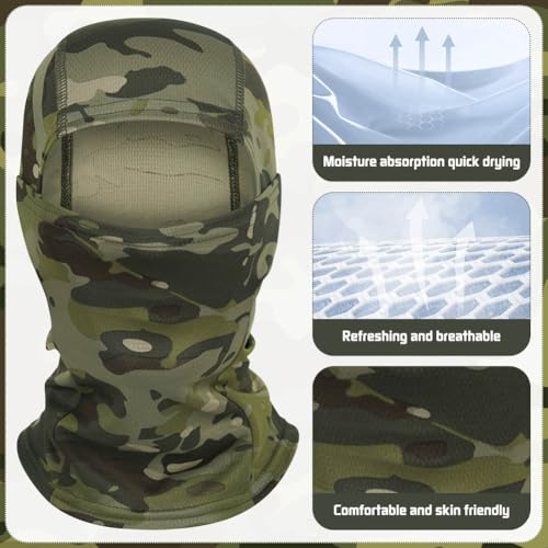 Camo Balaclava Ski Mask UV Face Cover for Motorcycle Hunting - color: Camo Color-3pcs