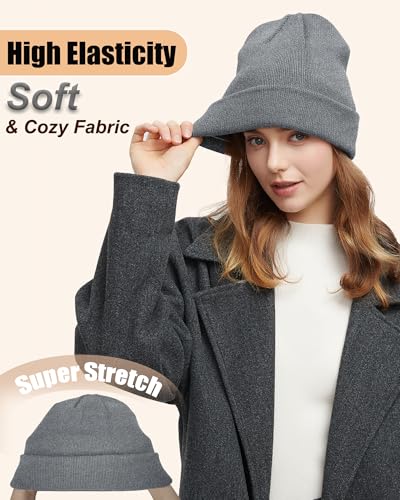 ROYBENS Satin Lined Beanie Hat for Women Men, Wool Knit Cuffed Winter Hats - color: 1pcs Light Gray