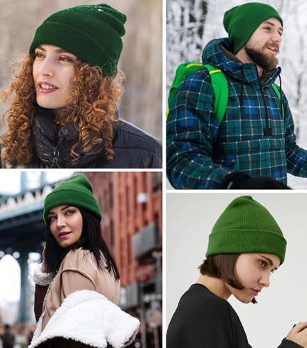 ROYBENS 100% Cotton Beanie Hat for Women Men Warm Winter Hats Knit Beanies - color: Turquoise Green
