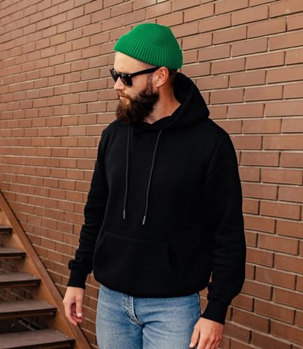 ROYBENS Swag Wool Knit Cuff Short Fisherman Beanie for Men Women Winter Hat - color: 1pcs-kelly Green-thick Double Layer