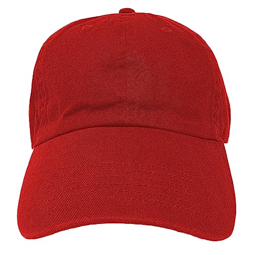 Glory Max 100% Cotton Baseball Cap Classic Plain Low Profile Golf Dad Hat Buckle Adjustable - color: Red