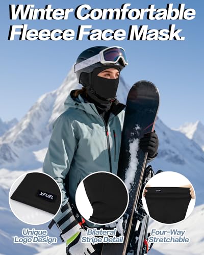 Ski Mask Balaclava for Men Women Windproof Thermal Winter Full Face Mask Cold Weather Skiing Snowboarding Neck Gaiter - color: Black+black