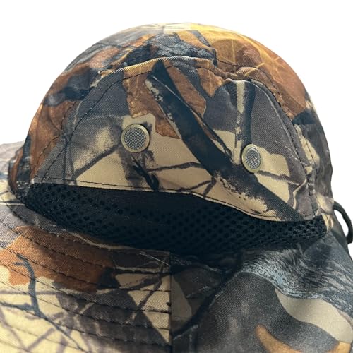 Packable and Adjustable Mesh Boonie Sun Hat with Neck Flap - color: Oak Leaf Hardwoods Camo