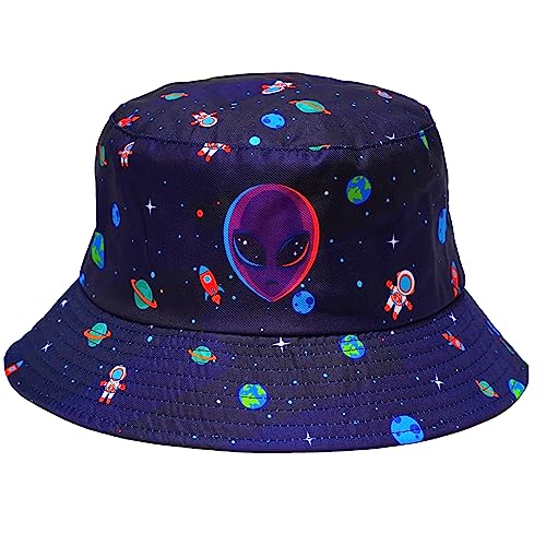 Rave Bucket Hat for Women & Men - Cute Bucket Hats - Festival Hat Adjustable 50+ SPF Protection Rave Accessories - color: Alien