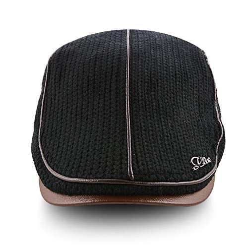 M MOACC Men Beret Hat Cotton Adjustable Newsboy Hats Cabbie Gatsby Cap Driving Flat Caps - color: Hat-t7-black