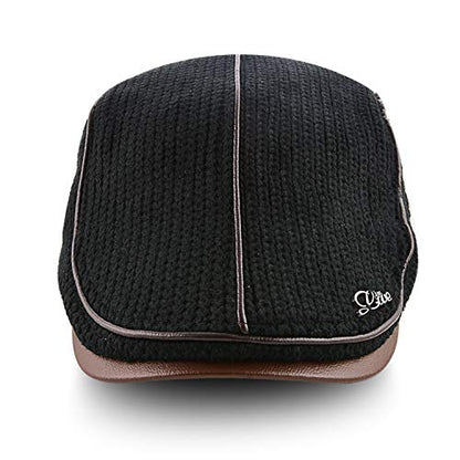 M MOACC Men Beret Hat Cotton Adjustable Newsboy Hats Cabbie Gatsby Cap Driving Flat Caps - color: Hat-t7-black
