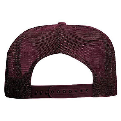 OTTO Polyester Foam Front 5 Panel High Crown Mesh Back Trucker Hat - color: Burg. Marn